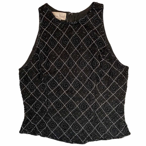 Vintage Tops - NWT Lawrence 100% Silk Evening Hand Beaded Fomal